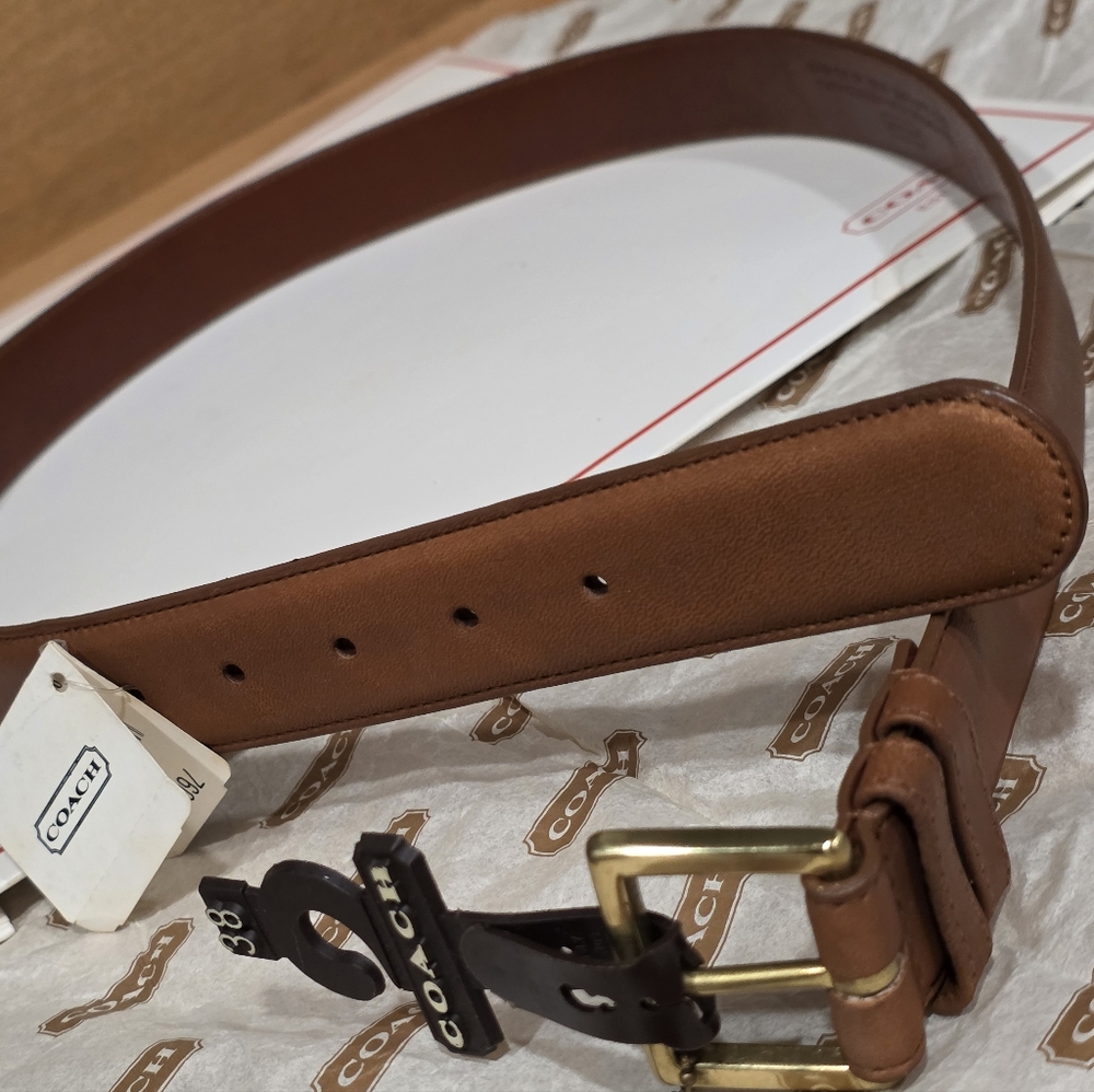 New, Vintage Coach Tan Leather Bridle Belt - Picture 15 of 16